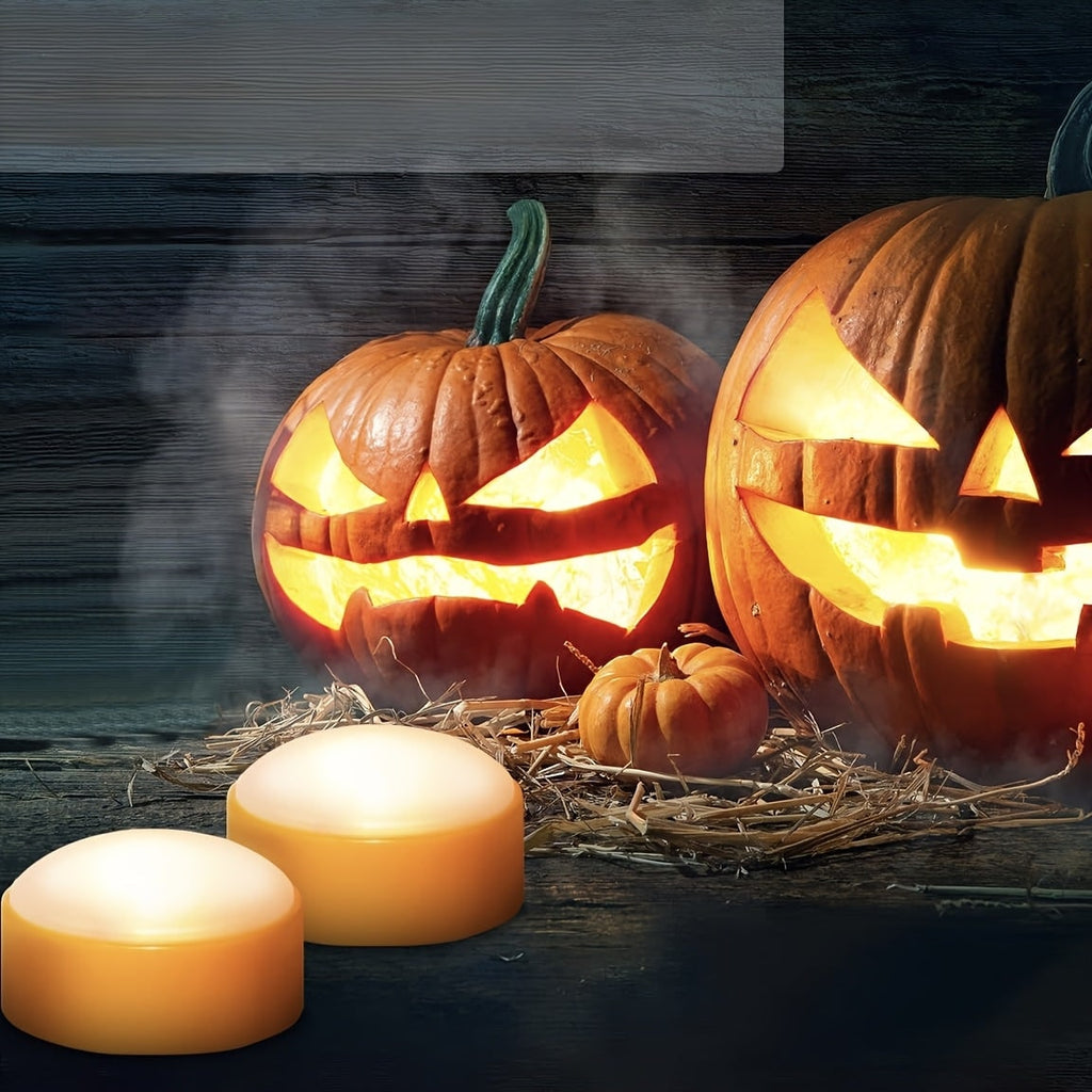 Zasilane bateriami świeczki LED typu tealight z pilotem, dziecięca dynia Jack-o’-lantern na Halloween