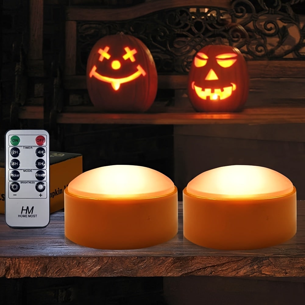Zasilane bateriami świeczki LED typu tealight z pilotem, dziecięca dynia Jack-o’-lantern na Halloween