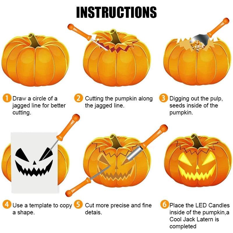 8-Piece Stainless Steel Pumpkin Carving Kit And Kids Halloween Detail Tool Set