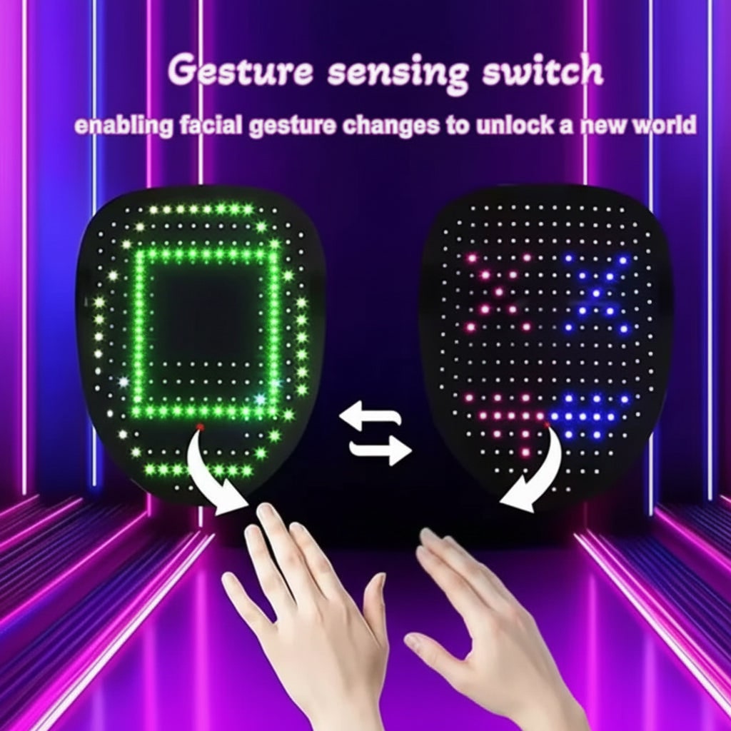 Maschera LED a luce rossa per Halloween per bambini - controllo gestuale, modalità terapia