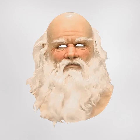 Halloween-kostumemaske som julemanden til børn, realistiske detaljer med skæg og hår