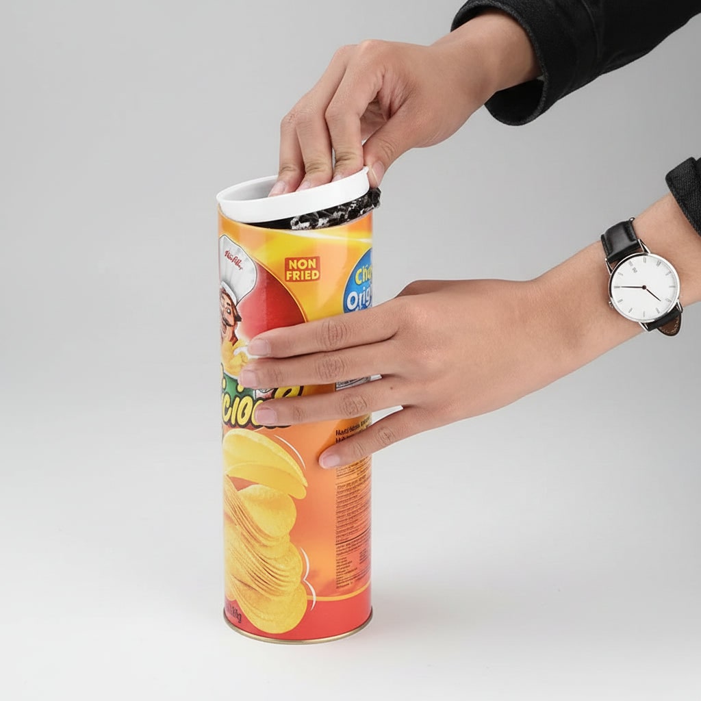 Jouet farceur serpent dans une boîte de conserve à ressort : mécanisme de surprise bondissante, gadget original