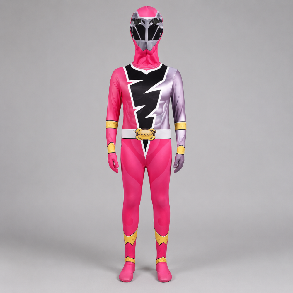 Kids Halloween Superhero Jumpsuit Costume Lightning Bolt Chest Panel