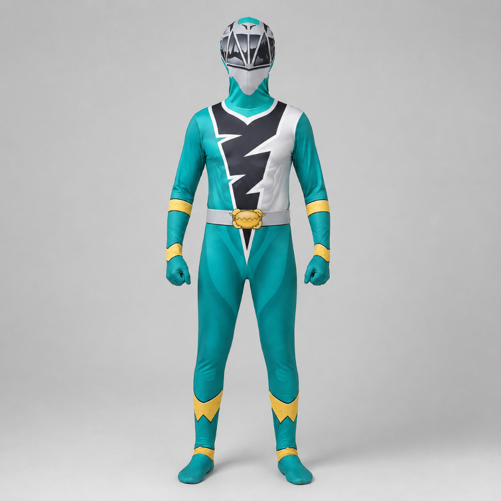 Kids Halloween Superhero Jumpsuit Costume Lightning Bolt Chest Panel