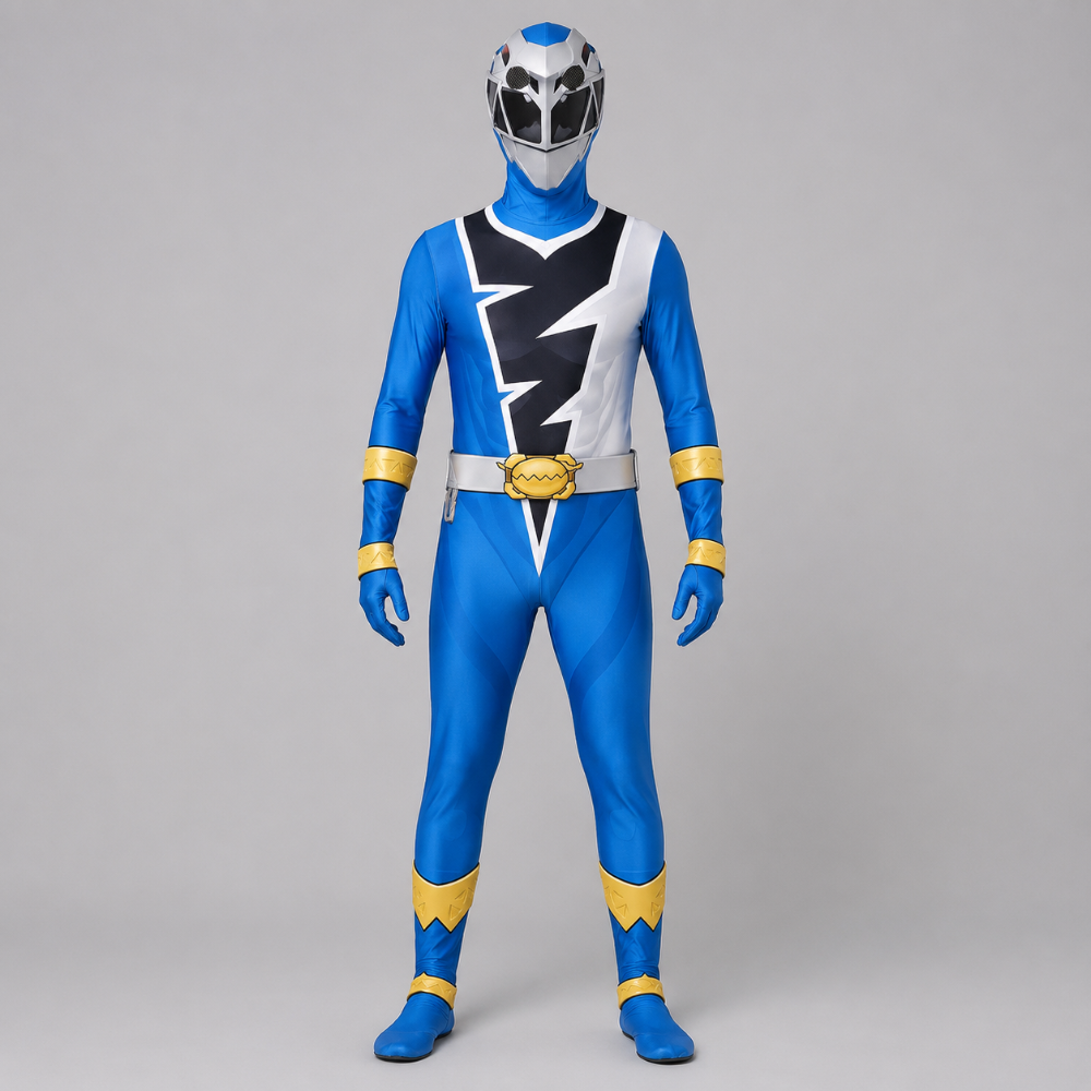Kids Halloween Superhero Jumpsuit Costume Lightning Bolt Chest Panel