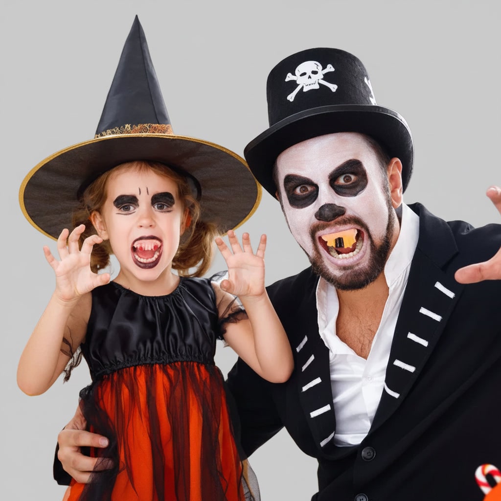 Dětské halloweenské nacvakávací upíří zuby - sada realistických falešných špičáků