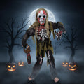 Set de costum de zombi schelet pentru copii, de Halloween, în trei piese, cu mască de craniu, mănuși și detalii de oase