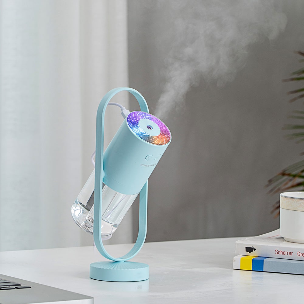 Przenośny miniaturowy nawilżacz ultradźwiękowy, lampka nocna z projekcją LED, urządzenie do wytwarzania mgiełki USB