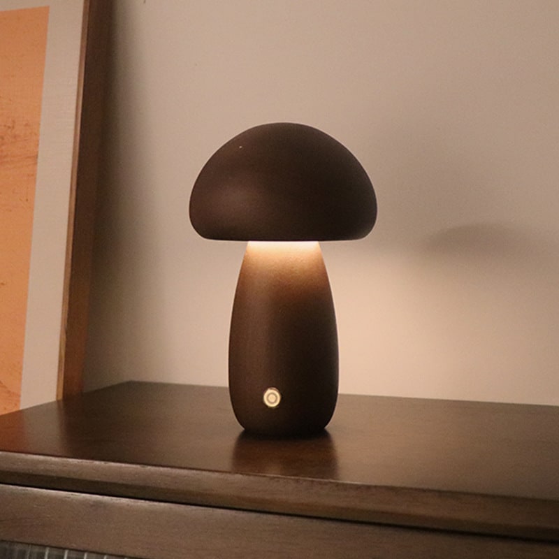 LED-Nachtlicht in Pilzform für Kinder - Holz, Touch-Steuerung, Nachttischlampe