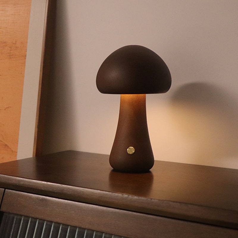 LED-Nachtlicht in Pilzform für Kinder - Holz, Touch-Steuerung, Nachttischlampe