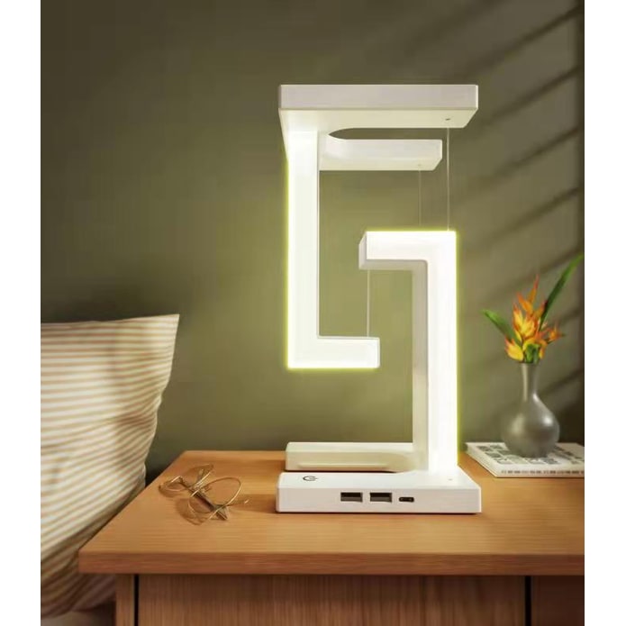 Wiederaufladbare LED-Tischlampe für Kinder - schwebendes Tensegrity-Design, kabelloses Laden, USB-Anschluss