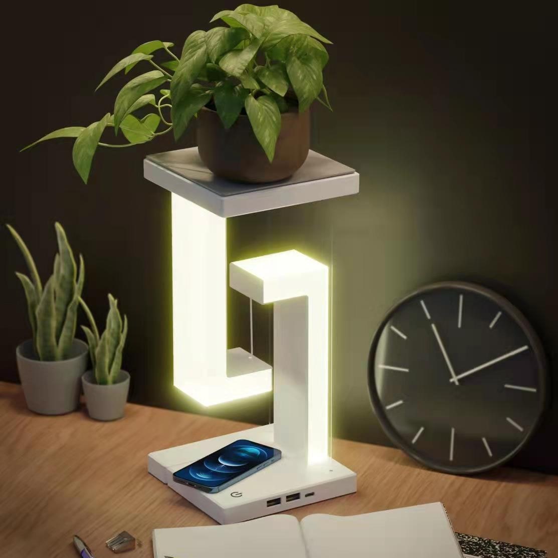Wiederaufladbare LED-Tischlampe für Kinder - schwebendes Tensegrity-Design, kabelloses Laden, USB-Anschluss