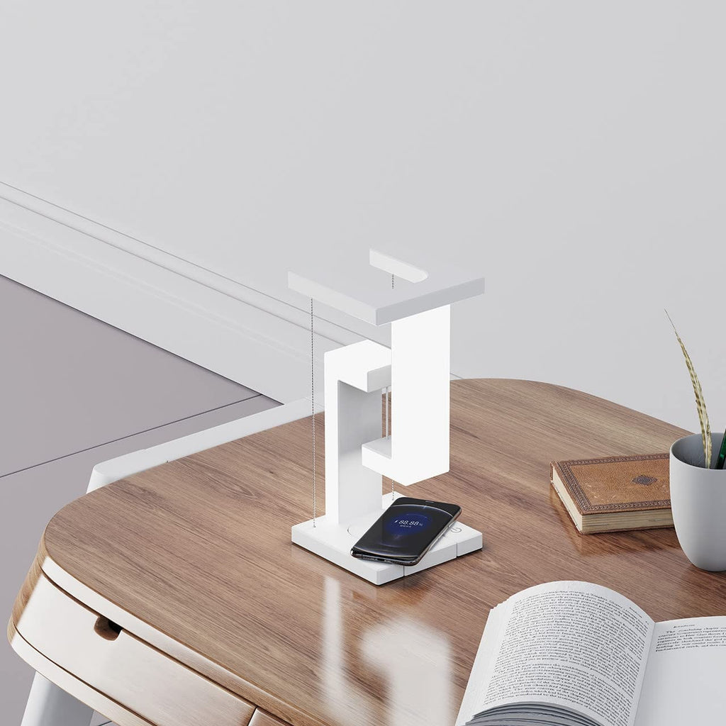 Lampe de table LED rechargeable pour enfants - design tensegrity flottant, recharge sans fil, port USB