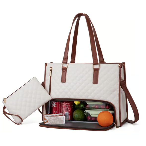 Gewatteerde laptoptas met gescheiden indeling en speciaal geïsoleerd lunchvak