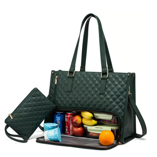 Gewatteerde laptoptas met gescheiden indeling en speciaal geïsoleerd lunchvak