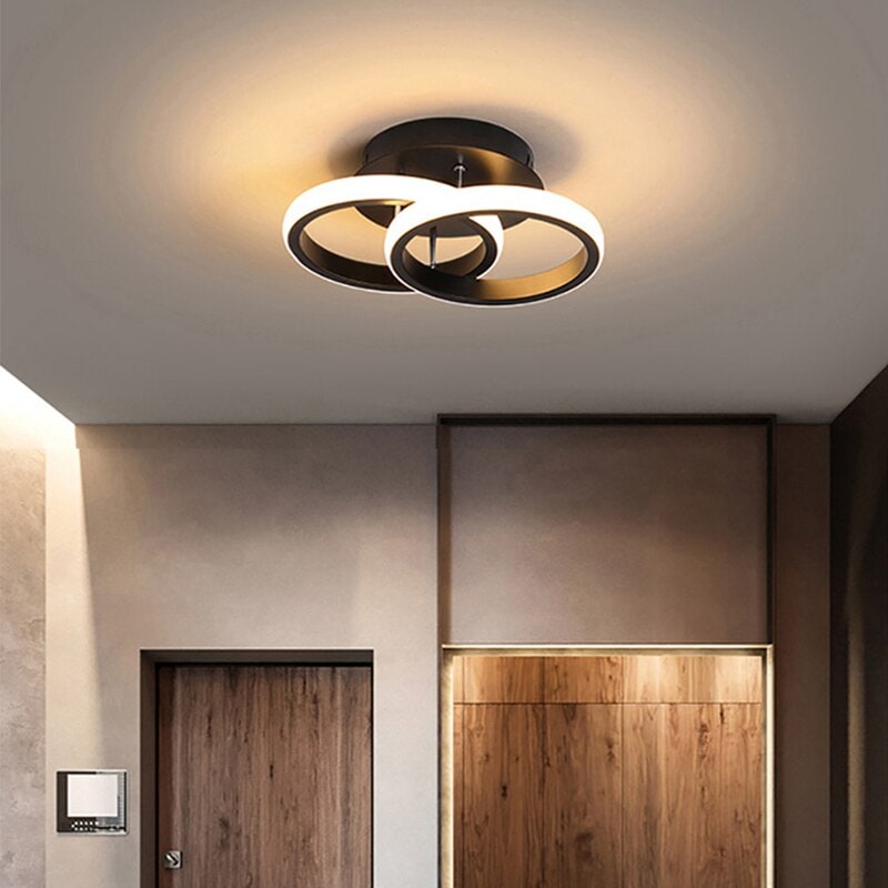 Modern LED Ceiling Light — Flush Mount Low Profile Overlapping Rings Design