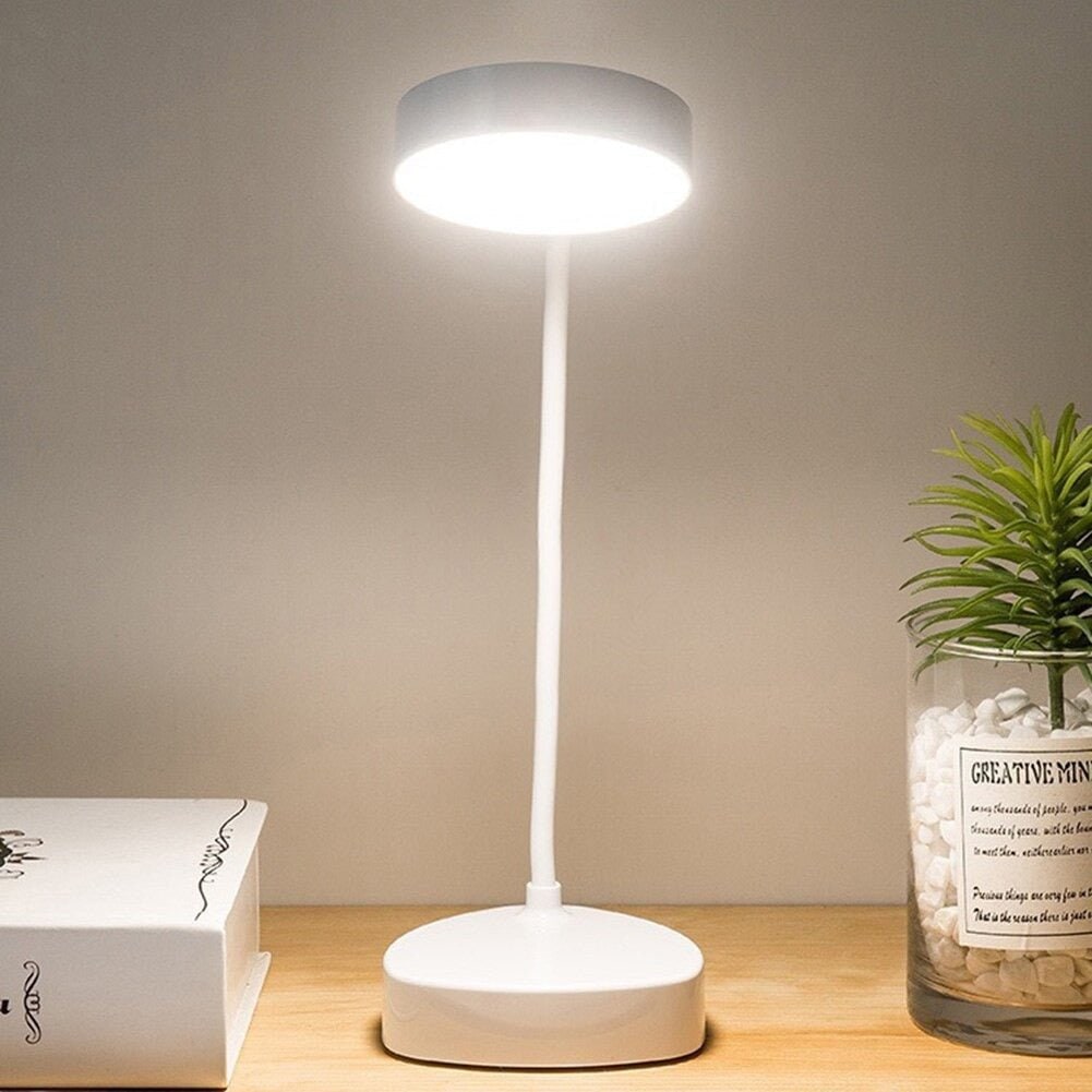 Újratölthető LED-es asztali lámpa, hajlítható hattyúnyak, USB-töltés, rövid és kompakt kialakítás