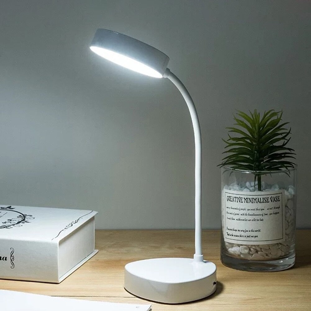 Újratölthető LED-es asztali lámpa, hajlítható hattyúnyak, USB-töltés, rövid és kompakt kialakítás