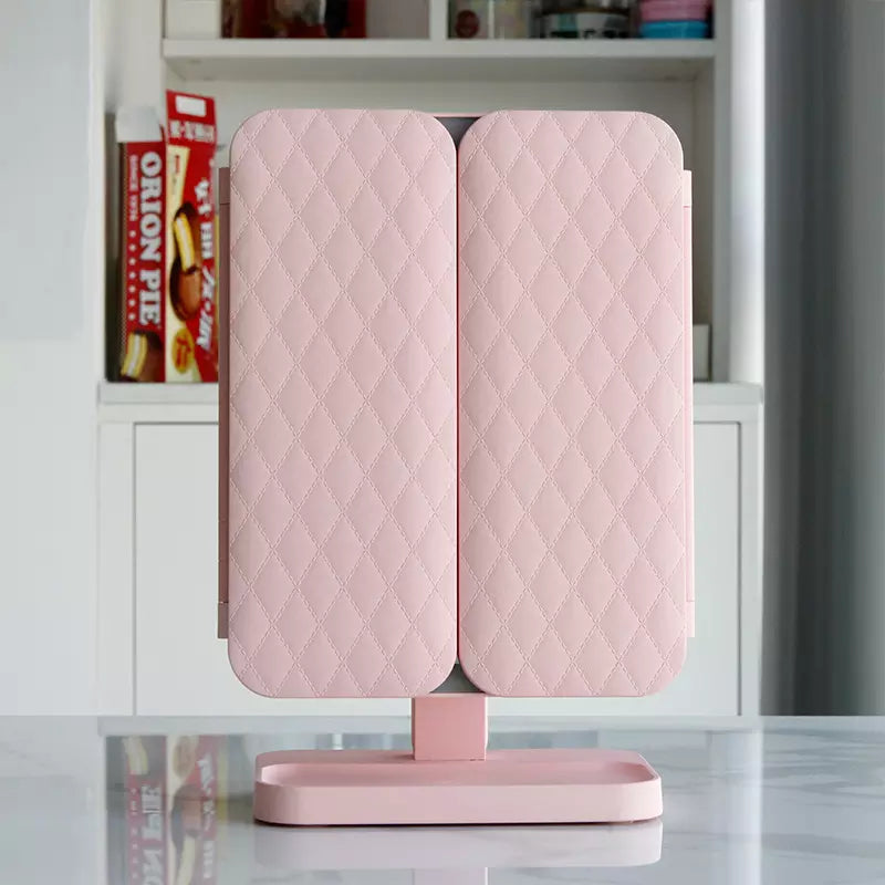 Foldable Led Makeup Mirror Adjustable Lighting Settings Compact Space Saving