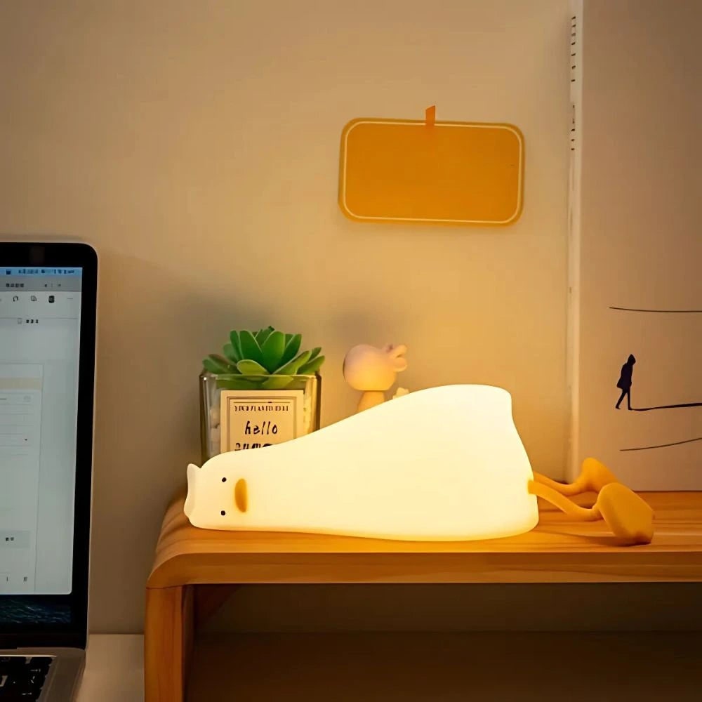 مصباح ليلي من السيليكون بإضاءة LED قابل لإعادة الشحن - شكل حيوان محمول ومرن، ضوء أبيض دافئ