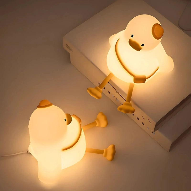 مصباح ليلي من السيليكون بإضاءة LED قابل لإعادة الشحن - شكل حيوان محمول ومرن، ضوء أبيض دافئ
