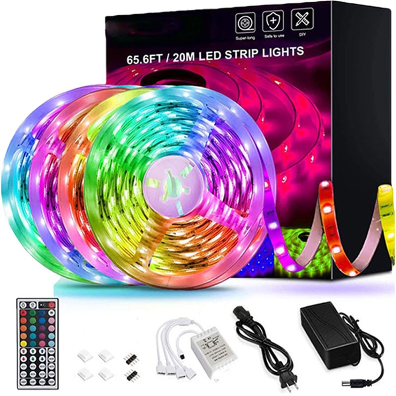 Flexibla RGB-LED-lampor med färgskiftning, fjärrkontroll och självhäftande tejp