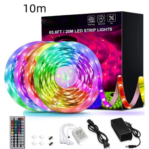 Flexibla RGB-LED-lampor med färgskiftning, fjärrkontroll och självhäftande tejp