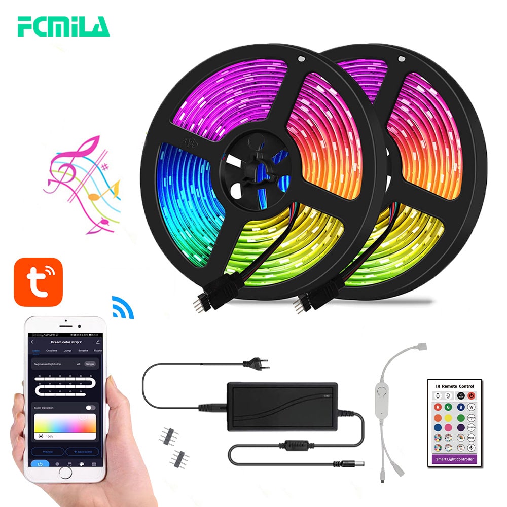 Intelligens, szabályozható RGB LED-szalag, alkalmazással vezérelhető távirányítóval, hajlékony