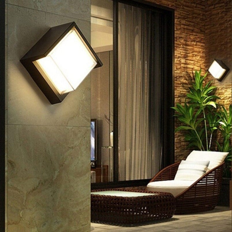 Moderne geometrische LED-buitenwandlamp met bewegingssensor, armatuur voor buiten