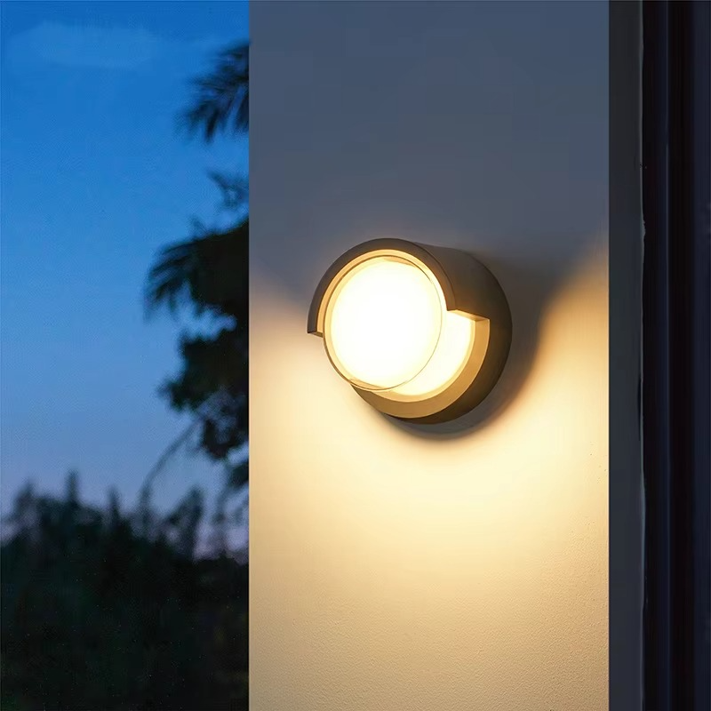 Moderne geometrische LED-buitenwandlamp met bewegingssensor, armatuur voor buiten