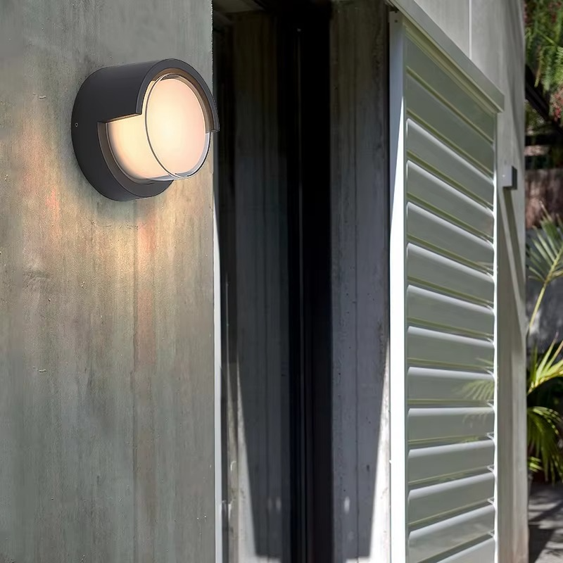 Moderne geometrische LED-buitenwandlamp met bewegingssensor, armatuur voor buiten