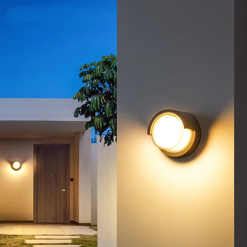 Moderne geometrische LED-buitenwandlamp met bewegingssensor, armatuur voor buiten