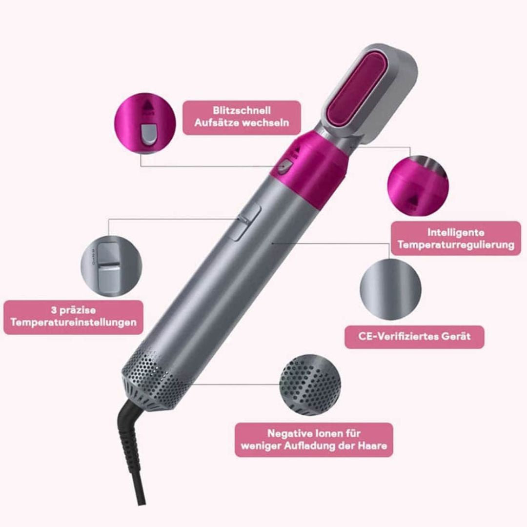 Ultimate 5-in-1 Hair Styling Tool - Curling, Straightening, and Blowing | ribuella