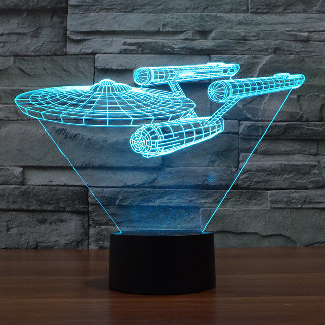 Vícebarevná 3D LED lampa Lumora Star Trek Enterprise s optickou iluzí