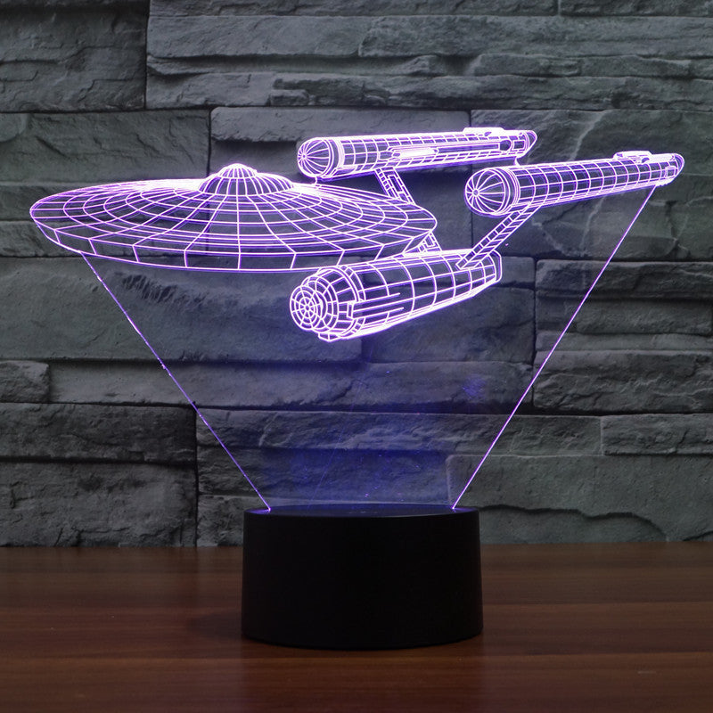 Vícebarevná 3D LED lampa Lumora Star Trek Enterprise s optickou iluzí