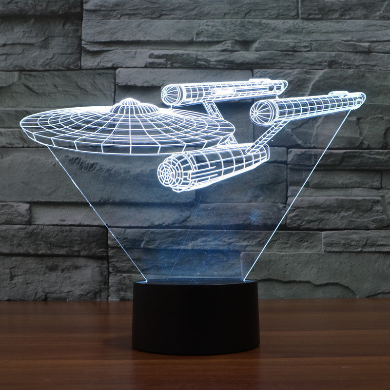 Vícebarevná 3D LED lampa Lumora Star Trek Enterprise s optickou iluzí