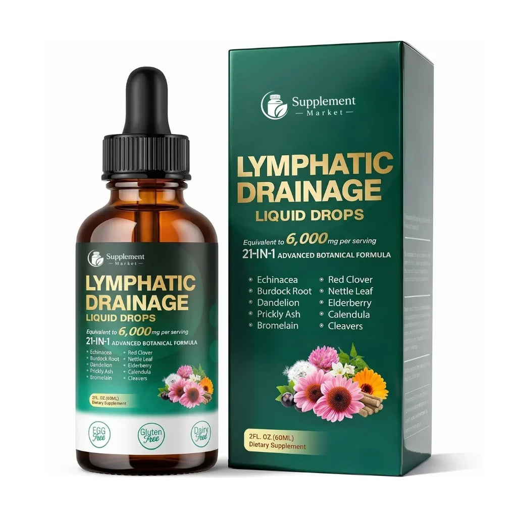 Gouttes de soutien lymphatique 21-en-1, détox et bien-être immunitaire