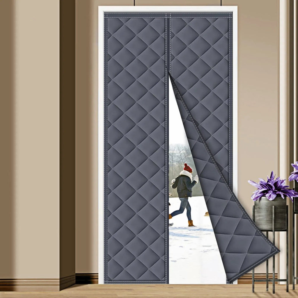 Magnetic Thermal Insulated Door Curtain - Quilted Pattern, Year Round Draft Blocker