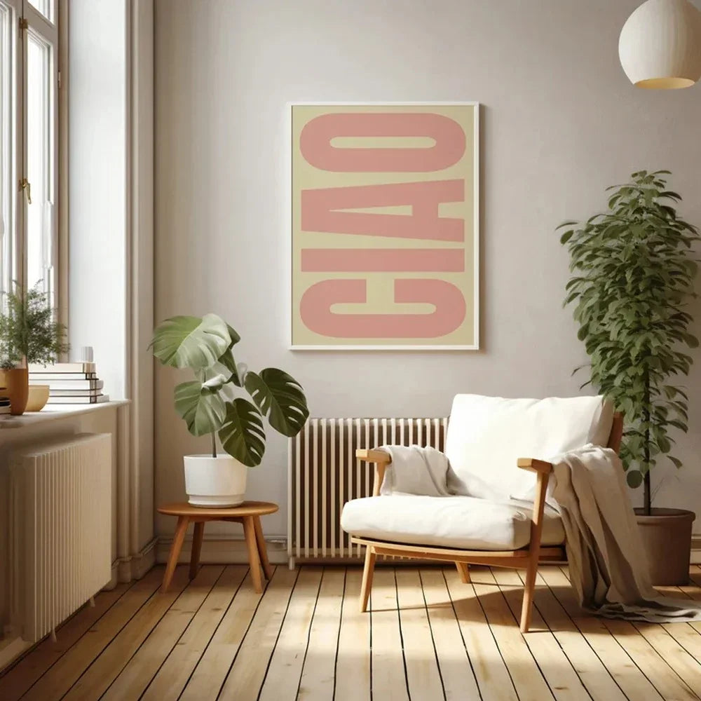 Elegant Ciao Quote Wall Art Minimalist Modern Italian Decor
