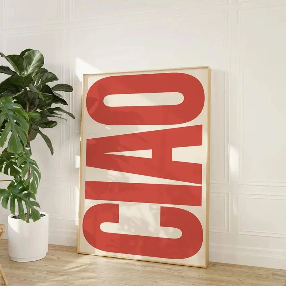 Elegant Ciao Quote Wall Art Minimalist Modern Italian Decor