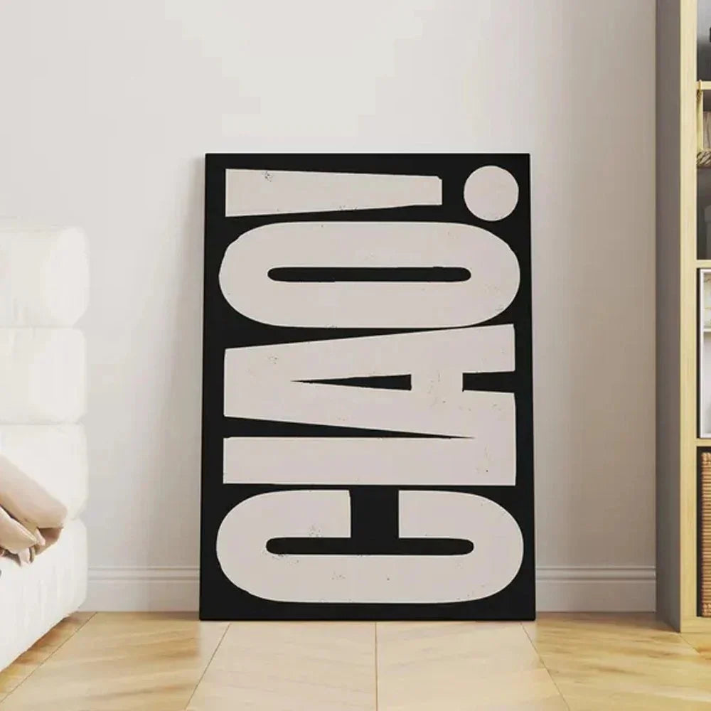 Elegant Ciao Quote Wall Art Minimalist Modern Italian Decor