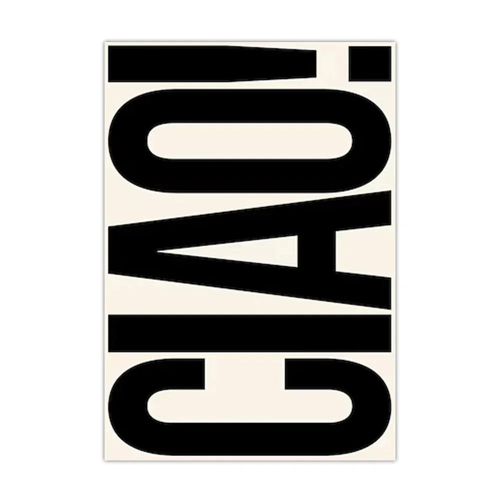 Elegant Ciao Quote Wall Art Minimalist Modern Italian Decor