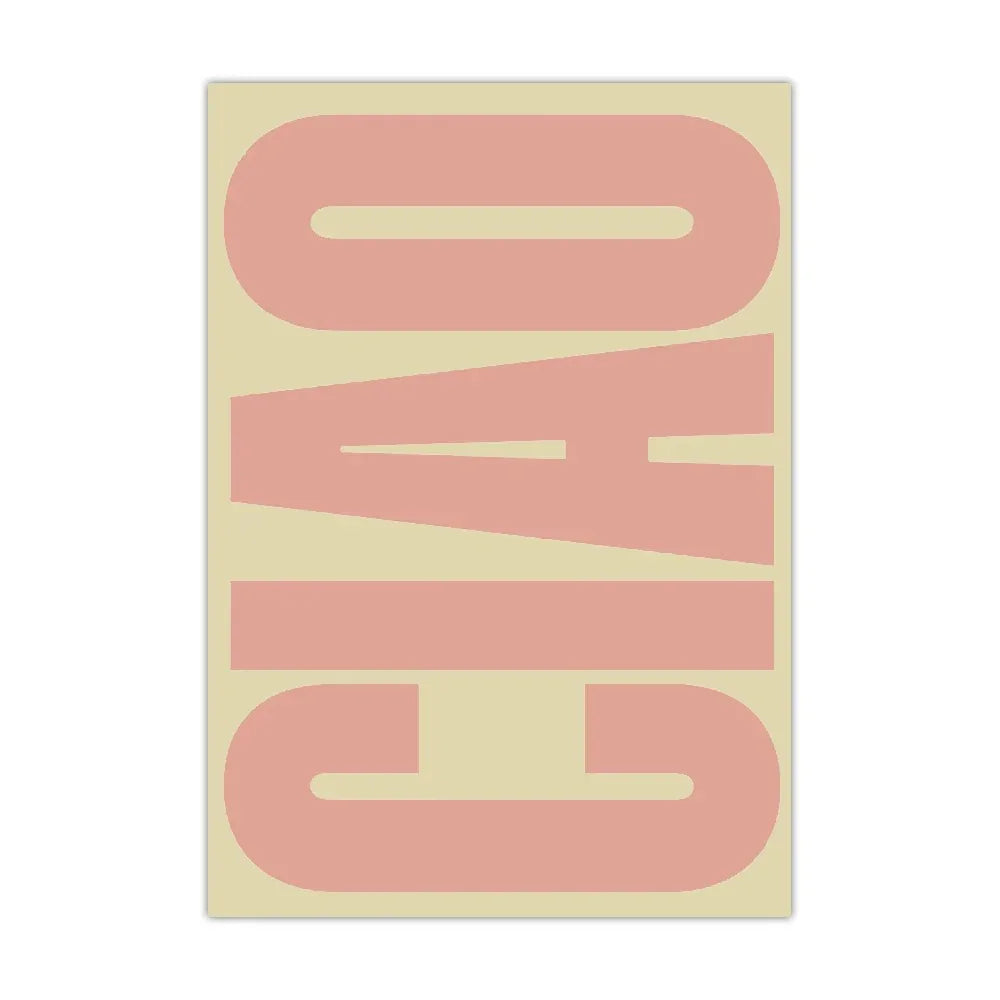 Elegant Ciao Quote Wall Art Minimalist Modern Italian Decor