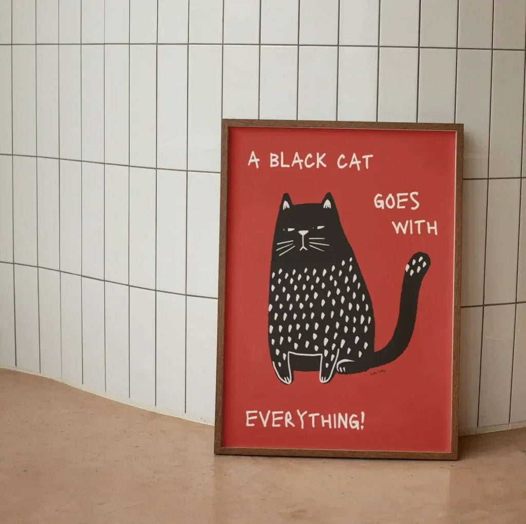 Modern Minimalist Black Cat Wall Art — Bold Graphic Design