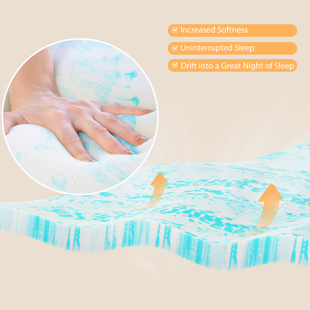 Cooling Gel Memory Foam Mattress Topper Pressure Relief Twin Queen Bed