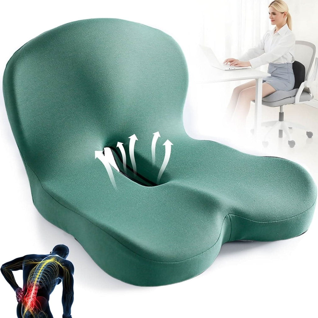 Ergonomikus memóriahabos ülőpárna formázott deréktámasszal és csúszásmentes alappal