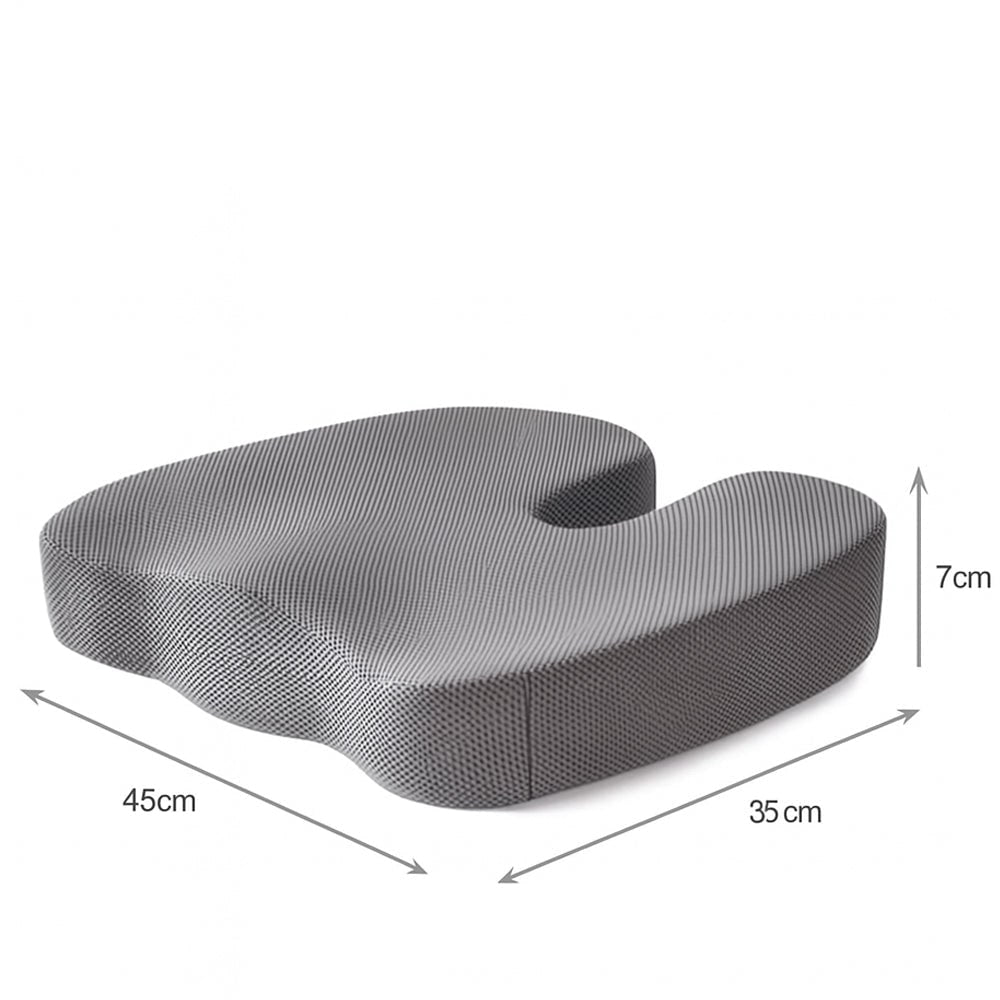 Ergonomiczna poduszka na siedzisko z pianki memory z warstwą żelu i wycięciem na kość ogonową