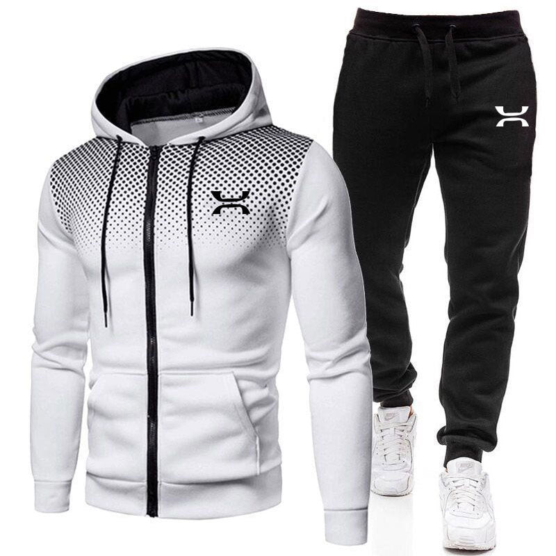 Men's Two-Piece Athletic Comfort Tracksuit With Zip Hoodie