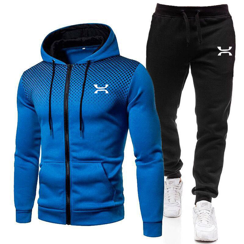 Men's Two-Piece Athletic Comfort Tracksuit With Zip Hoodie