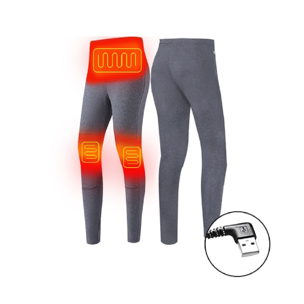Conjunto de roupa interior térmica comprida aquecida para homem, alimentação USB, costuras planas